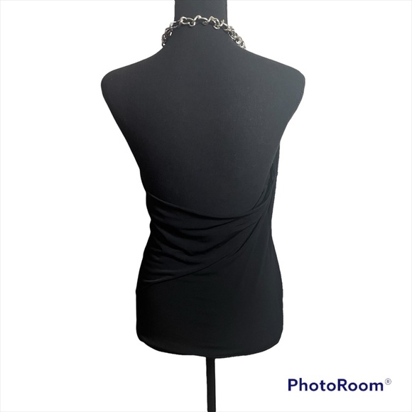 Micheal By Micheal Kors Chain Tie Neck Black Halter Top - Picture 2 of 10
